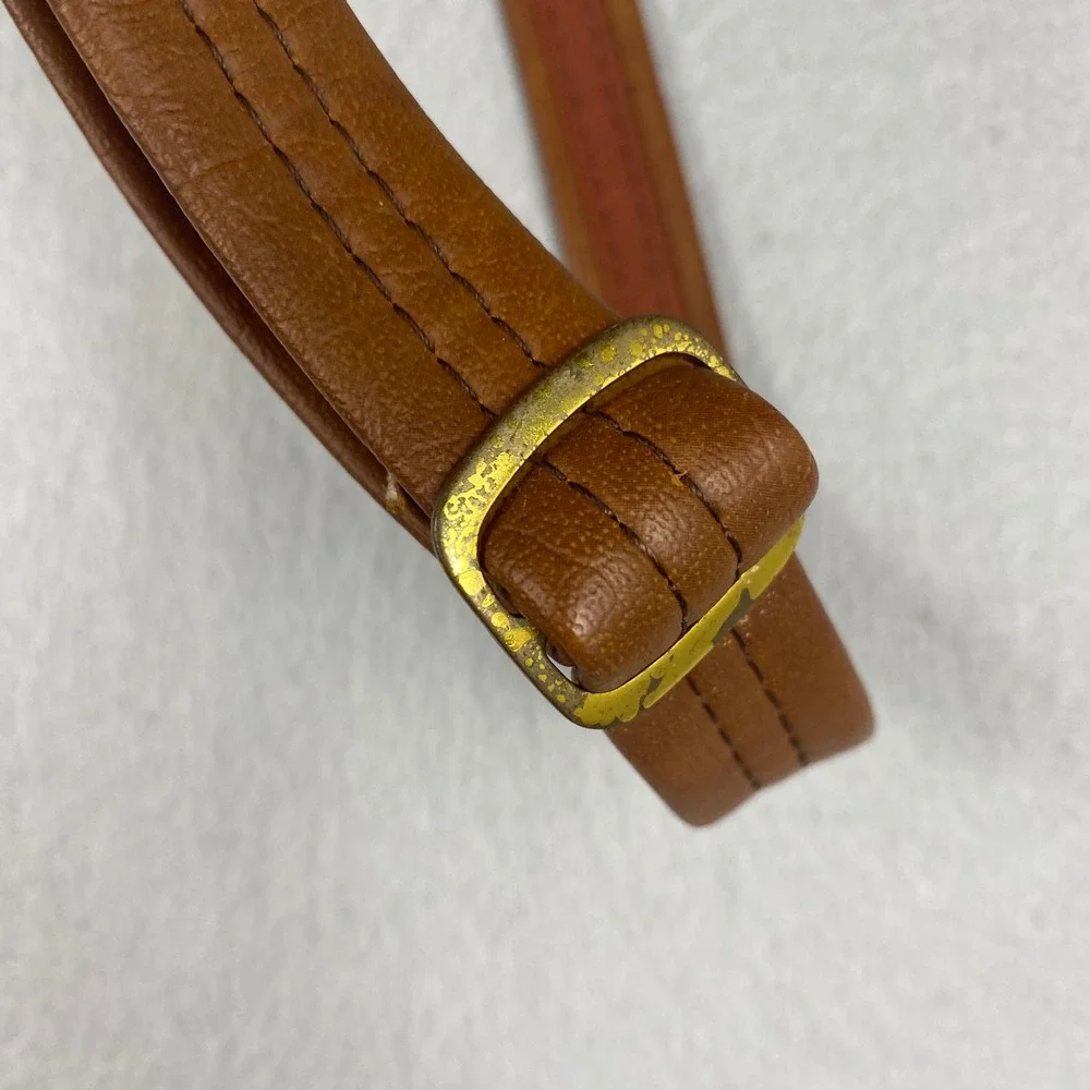 Vintage Kodak Brown Faux Leather Camera Bag Rainbow Logo Crossbody Made in USA